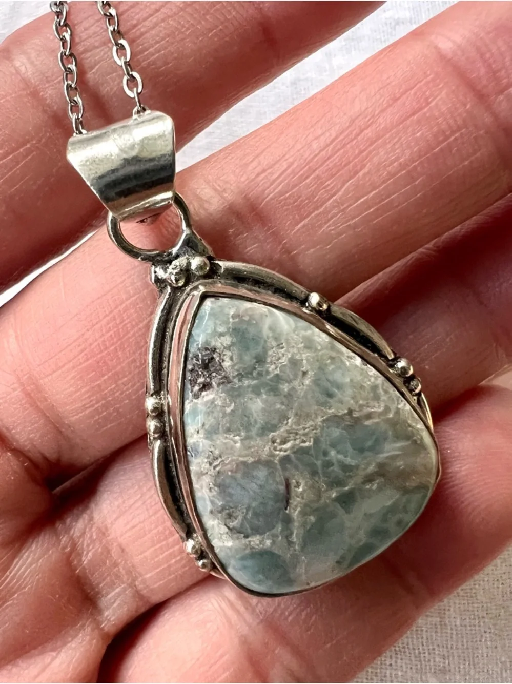 925 Calming Caribbean Larimar Pendant Necklace